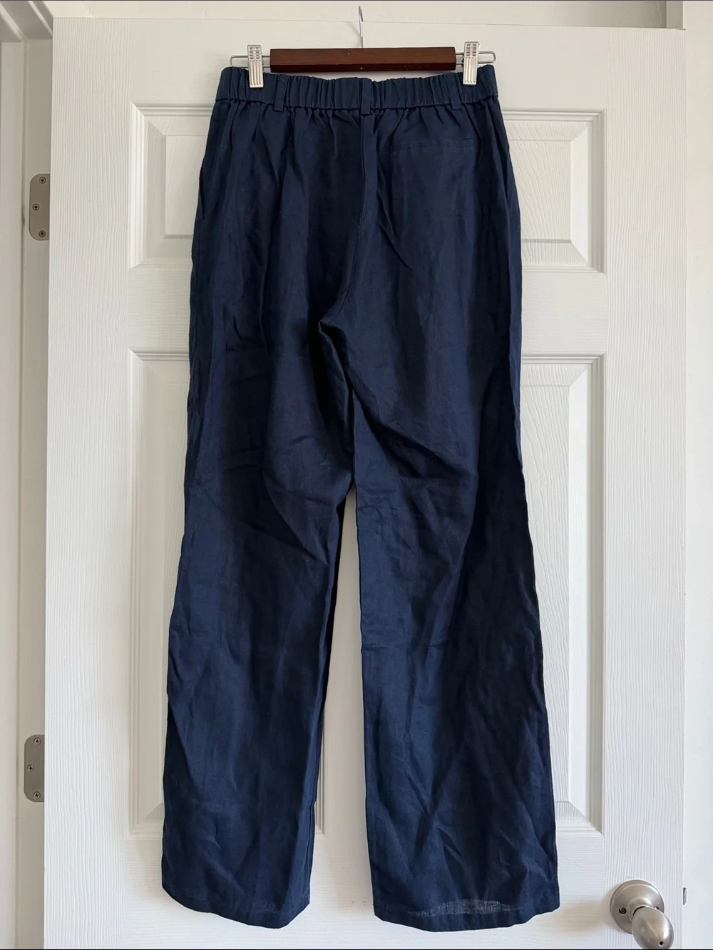 NWT Quince 100% European Linen Pleated Trouser Deep Navy Size 2 Wide Leg Pants